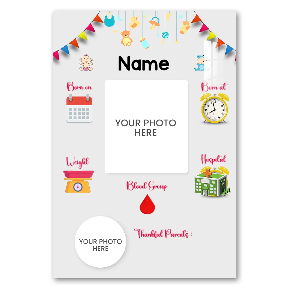 Way To Crafts 17 New Born Baby Date Acrylic Photo - A3