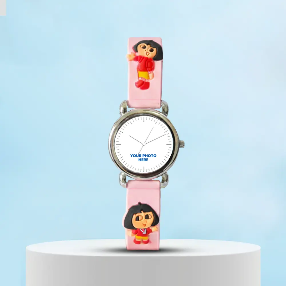 Photo Printed Kids Watch - Pink Rubber Strap