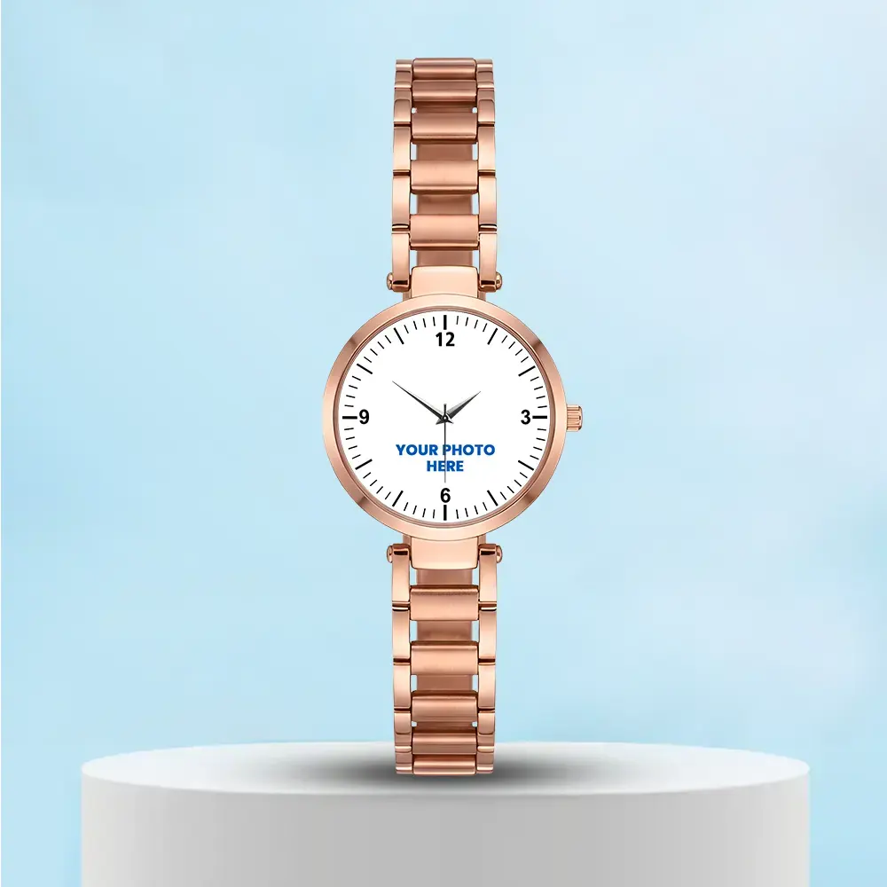 Way To Crafts 18 Photo Printed Modern Rose Gold Women's Watch