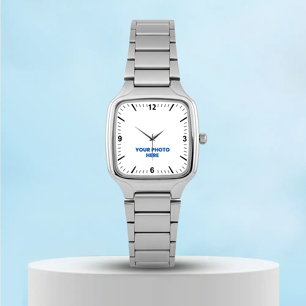 Way To Crafts 20 Photo Printed Square Silver Men's Watch