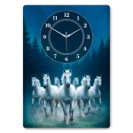 Midnight Gallop Blue Seven Horse Acrylic Wall Clock
