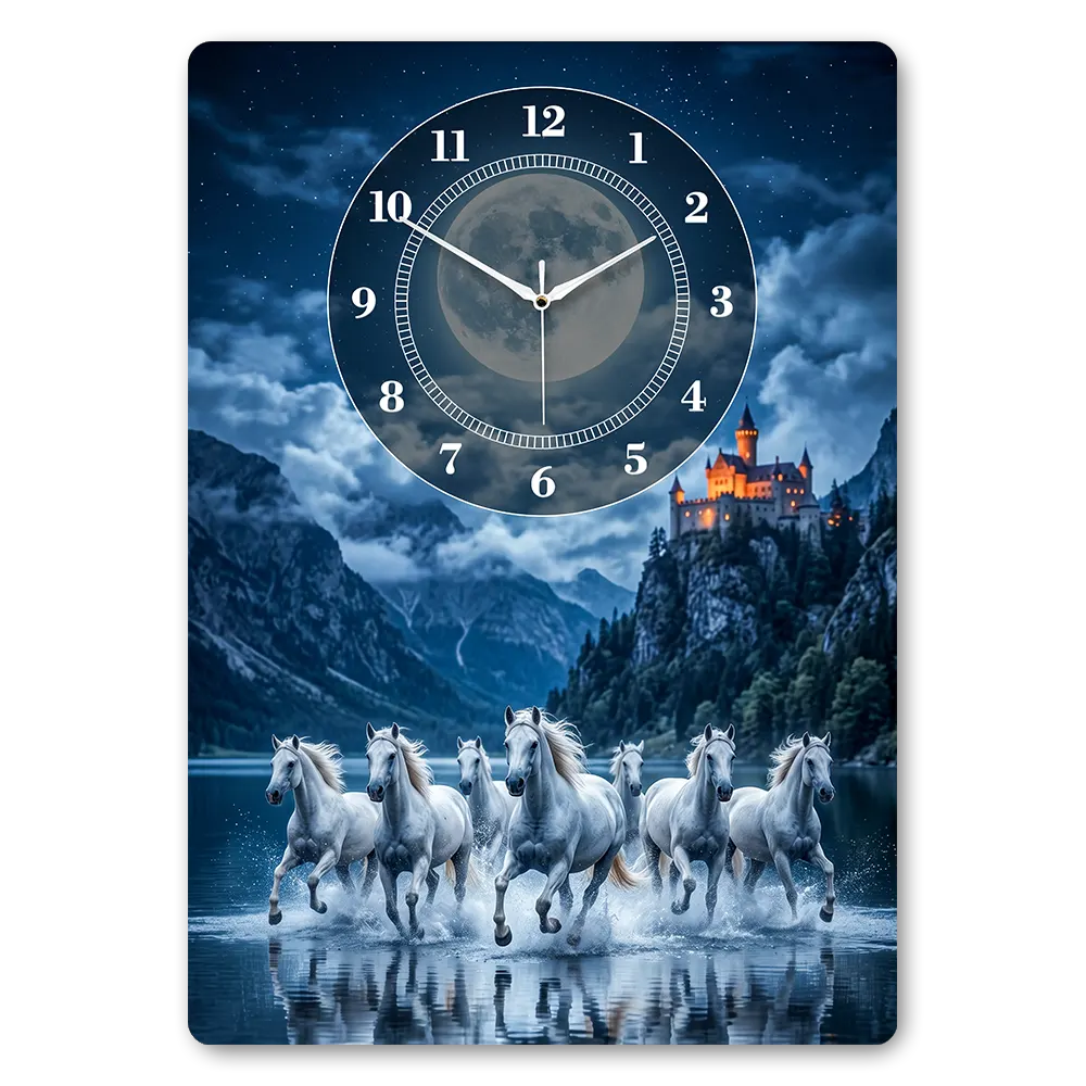 Lunar Valley Seven Horses Acrylic Wall Clock