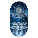 Lunar Valley Seven Horses Acrylic Wall Clock Capsule Shape