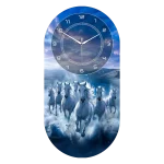 Ocean Breeze Galloping Seven Horses Acrylic Wall Clock Capsule Shape