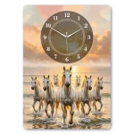 Radiant Dawn Seven Horses Acrylic Wall Clock