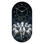 Shadow Smoke Seven Horses Acrylic Wall Clock Capsule Shape