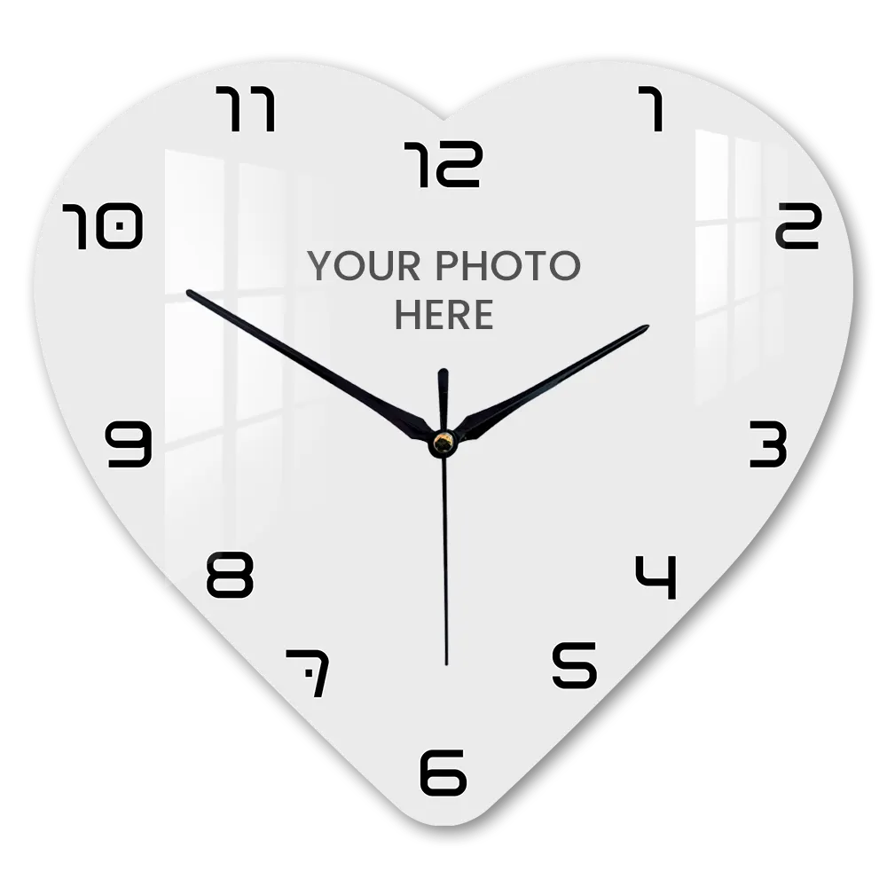Heart Shape Photo Printed Acrylic Wall Clock