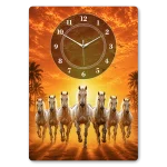 Golden Sunrise Seven Horses Acrylic Wall Clock