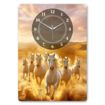Golden Desert Mirage Seven Horses Acrylic Wall Clock