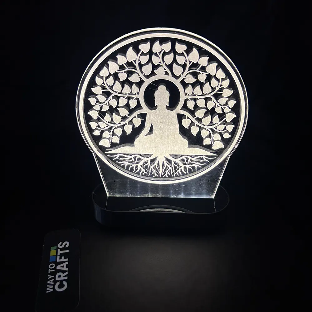 Way To Crafts 16 Bodhi Tree Buddha LED Acrylic Table Lamp1