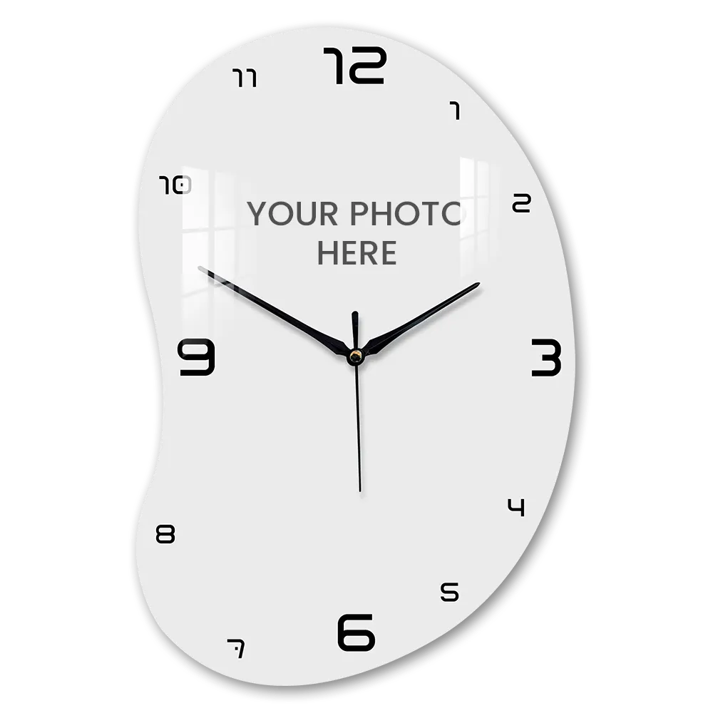 About Us 42 Cashew Shape Acrylic Photo Printed Wall Clock
