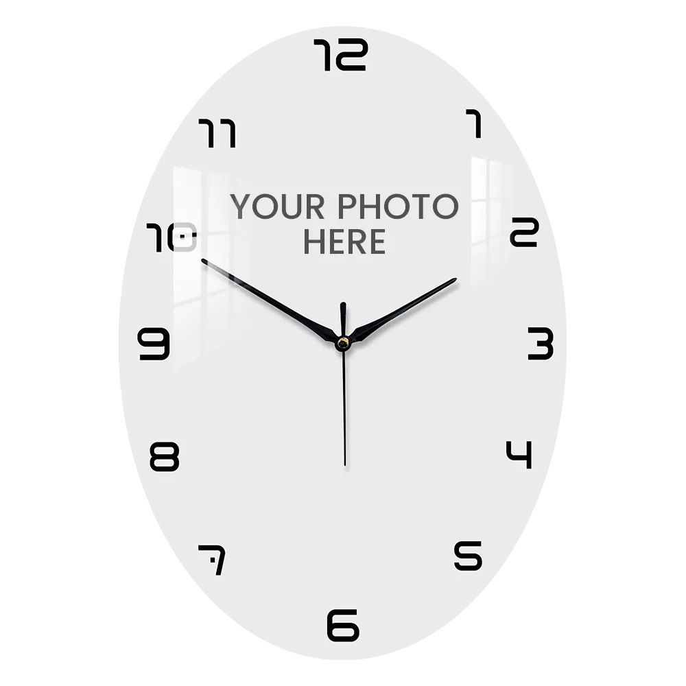 About Us 40 Oval Shape Acrylic Photo Printed Wall Clock