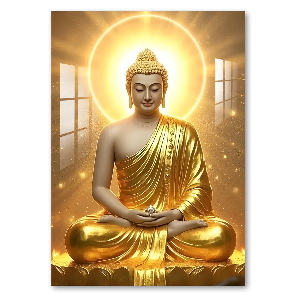 Golden Buddha Acrylic Wall Frame