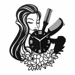Beauty Diva Acrylic Wall Clock — Black Glossy Acrylic, 15" x 15"