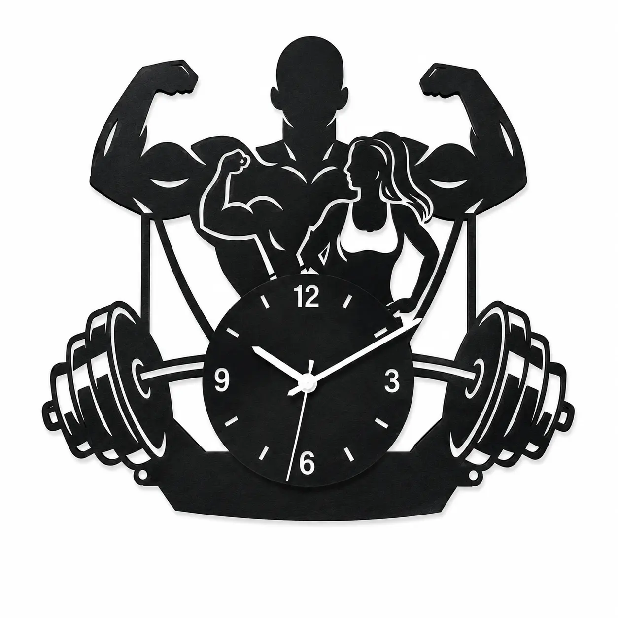 Gym Wall Clock, 12 Inch Bodybuilding Acrylic Clock, Weightlifting Fitness Room Decor