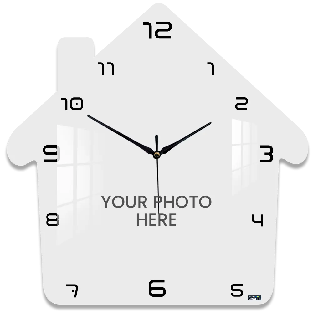 About Us 40 Home Shape - Photo Printed Acrylic Wall Clock