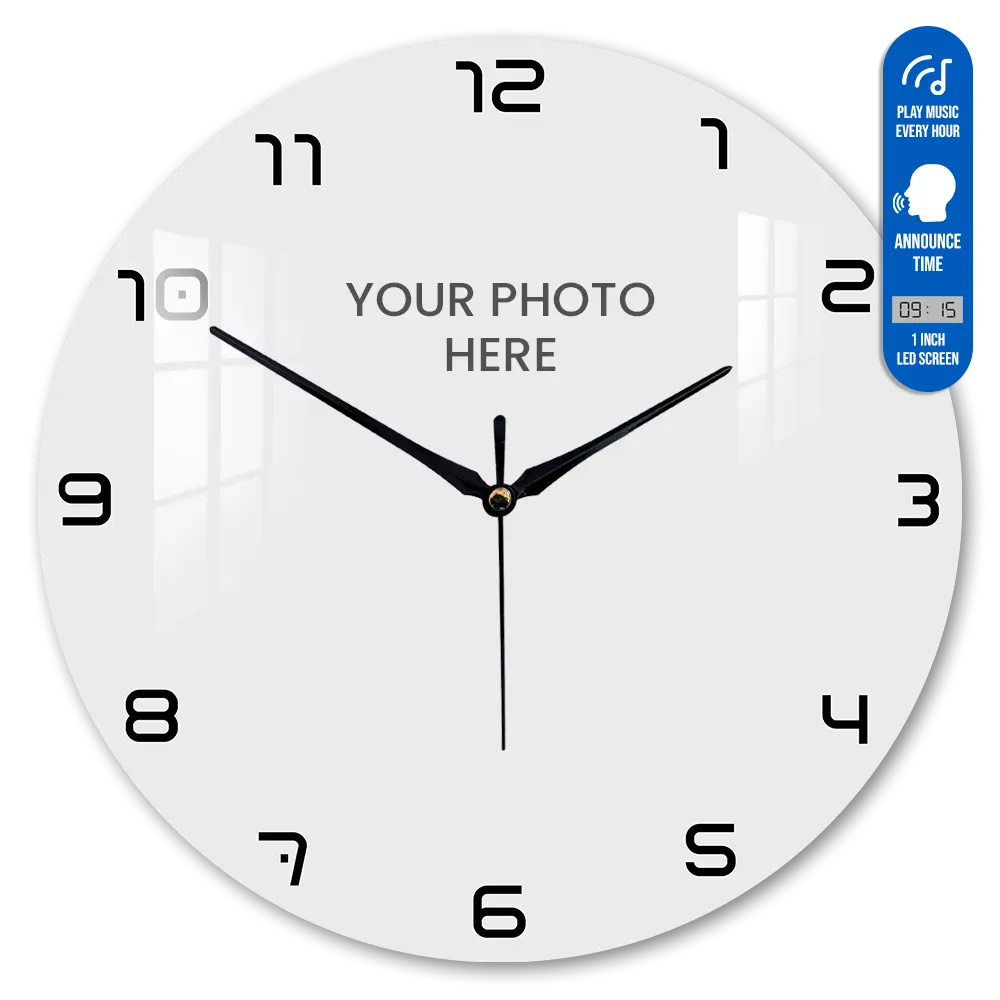 Voice Clock - Round Shape Photo Printed Acrylic Wall Clock